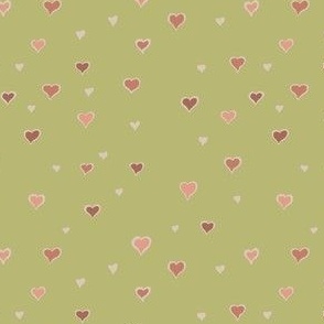 Sweet Hearts // Sprout Green Background // Small Scale // 4.5"