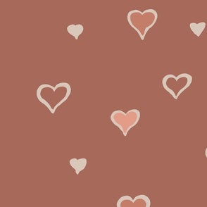 Sweet Hearts // Cognac background // Large Scale // 40"