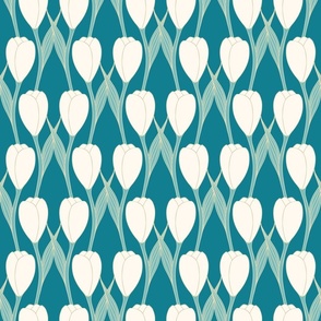 Art Nouveau Tulip wallpaper scale in teal by Pippa Shaw