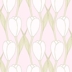 Art Nouveau Tulip wallpaper XL scale in soft pink by Pippa Shaw