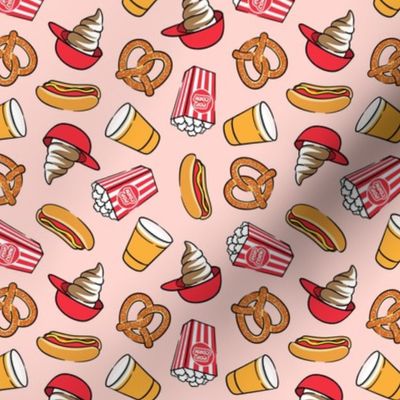 baseball concessions - beer/ice cream/pretzel/popcorn - pink - LAD22