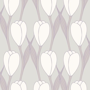 Art Nouveau Tulip wallpaper XL scale in grey mauve by Pippa Shaw