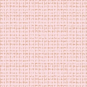 Modern Preppy Geometric Tweed Look in tan on pink background