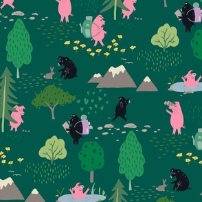 Black and Pink Pigs_Go_Hiking