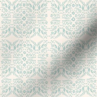 Floral Vines Cream Soft Teal_Iveta Abolina