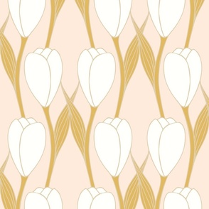 Art Nouveau Tulip wallpaper XL scale in blush gold by Pippa Shaw