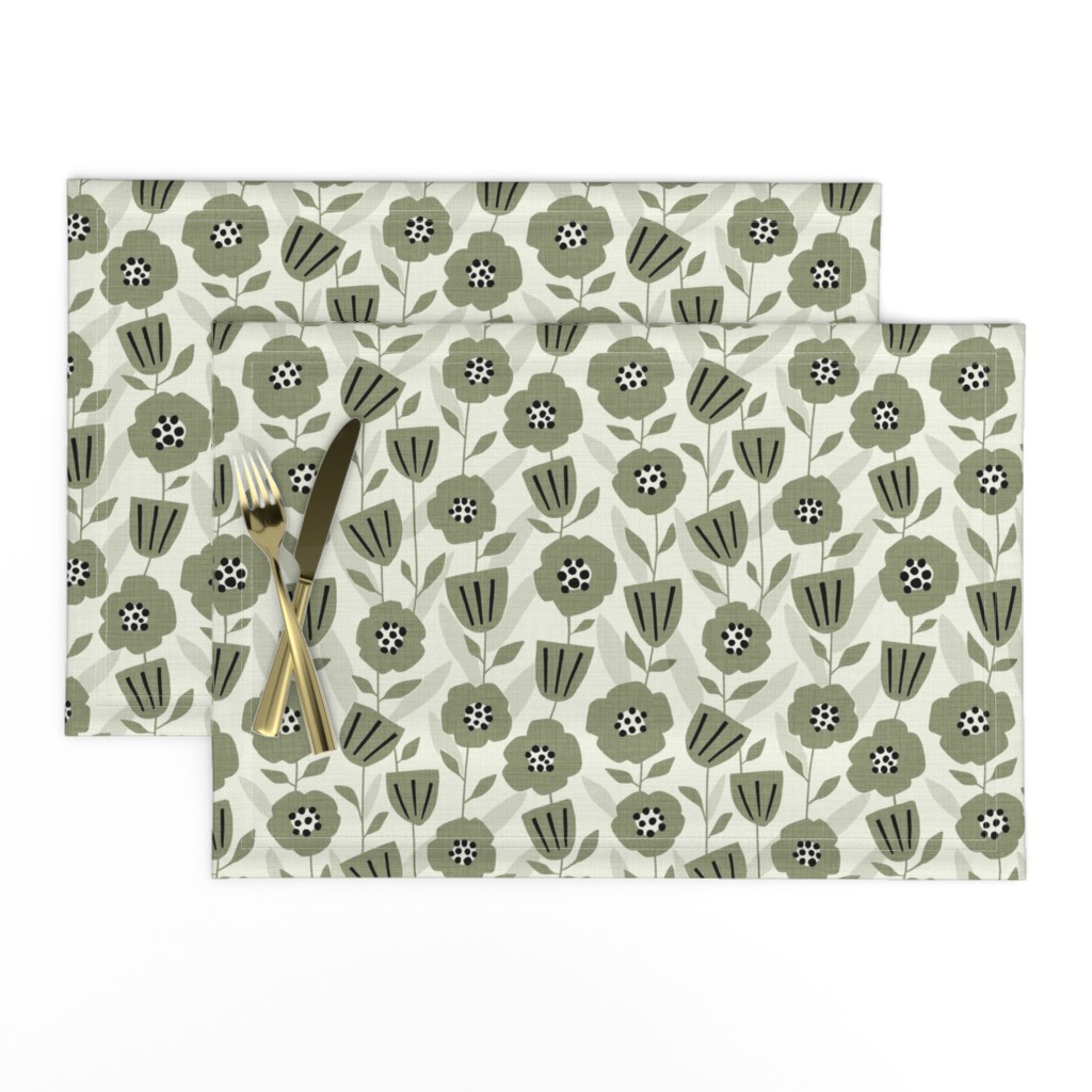 Willow Botanical Neutral - Mod | Textured - Green | small scale ©designsbyroochita