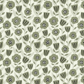 Willow Botanical Neutral - Mod | Textured - Green | small scale ©designsbyroochita