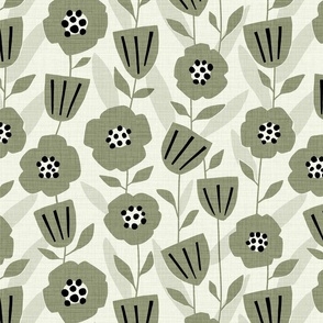 Willow Botanical Neutral - Mod | Textured - Green | medium scale ©designsbyroochita