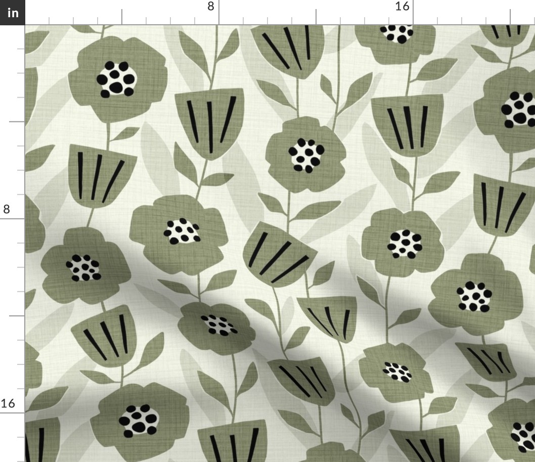 Willow Botanical Neutral - Mod | Textured - Green | medium scale ©designsbyroochita