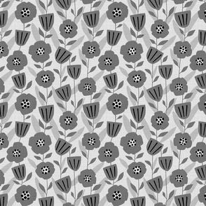 Willow Botanical Grey Black - Mod | Textured | small scale ©designsbyroochita