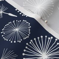 Delicate Dandelions - Navy Blue & White - MEDIUM