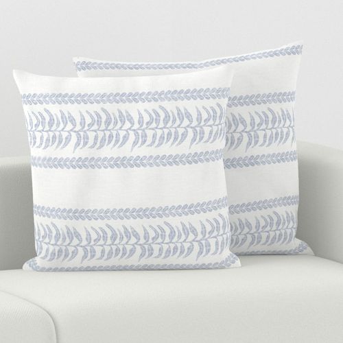 Palm Linen Stripe, Rotated, Blue on White 