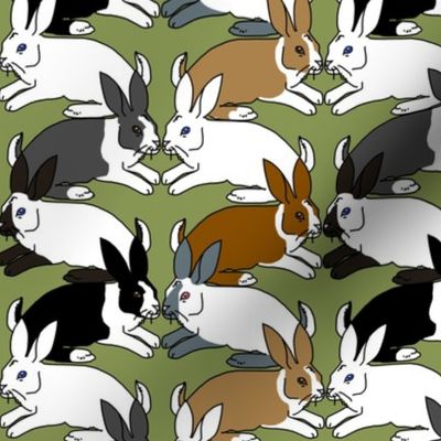 Himalayan Dutch and White Rabbits on Sage Green
