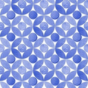 Blue circle lock pattern in watercolor