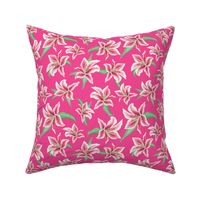 Lily floral with Stargazer lilies on fuchsia pink