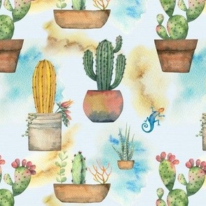 Seamless Watercolor Cactus