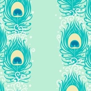 peacock feathers vertical stripe seamless pattern fabric