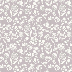 Tradidtional painterly floral in Amethys Sky creamy white ©Terri Conrad Designs