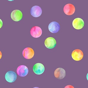 kokomo_multicoloured water-coloured painted dots on soft mauve background