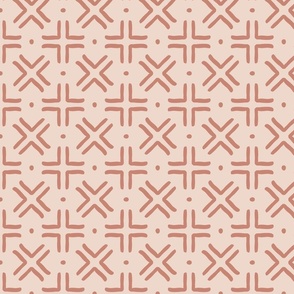 Criss cross mud cloth - blush and terracotta - jumbo