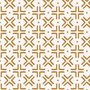 Criss cross mud cloth - cream and ochre - jumbo