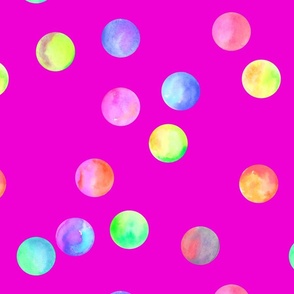 kokomo_multicoloured water-coloured painted marble dots on magenta background