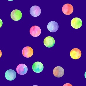 kokomo_multicoloured water-coloured painted dots on dark blue-purple background