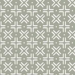 Criss cross mud cloth - sage and cream - jumbo