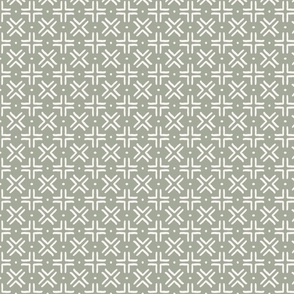 Criss cross mud cloth - sage and cream - regular