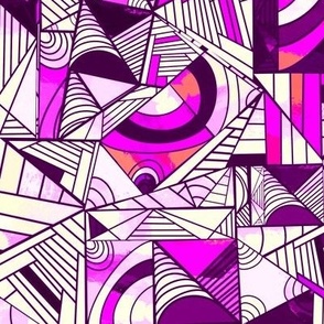 Colorful Lines and Shapes - Purple, Violet, Ivory
