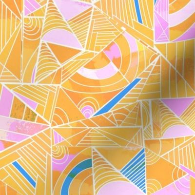 Colorful Lines and Shapes - Mustard, Bright Blue, Pink