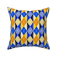 Striped Argyle Plaid in Blue and Gold