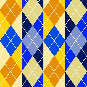 Striped Argyle Plaid in Blue and Gold