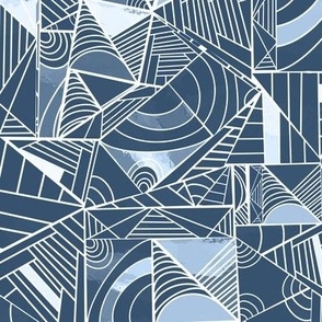 Colorful Lines and Shapes - Dark Blue