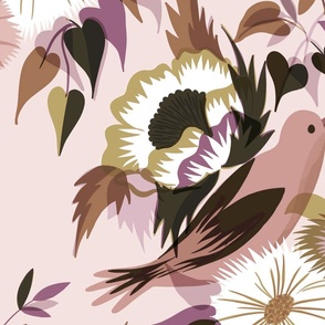 garden variety with bird // classic powdery neutrals // extra large