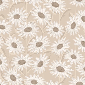 Marguerite Flowers for wallpaper | beige