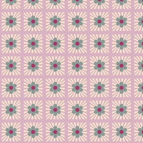 Maximalist folk flower pattern tiles | pink, mint