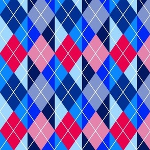 Striped Argyle Plaid in Blue and Pink