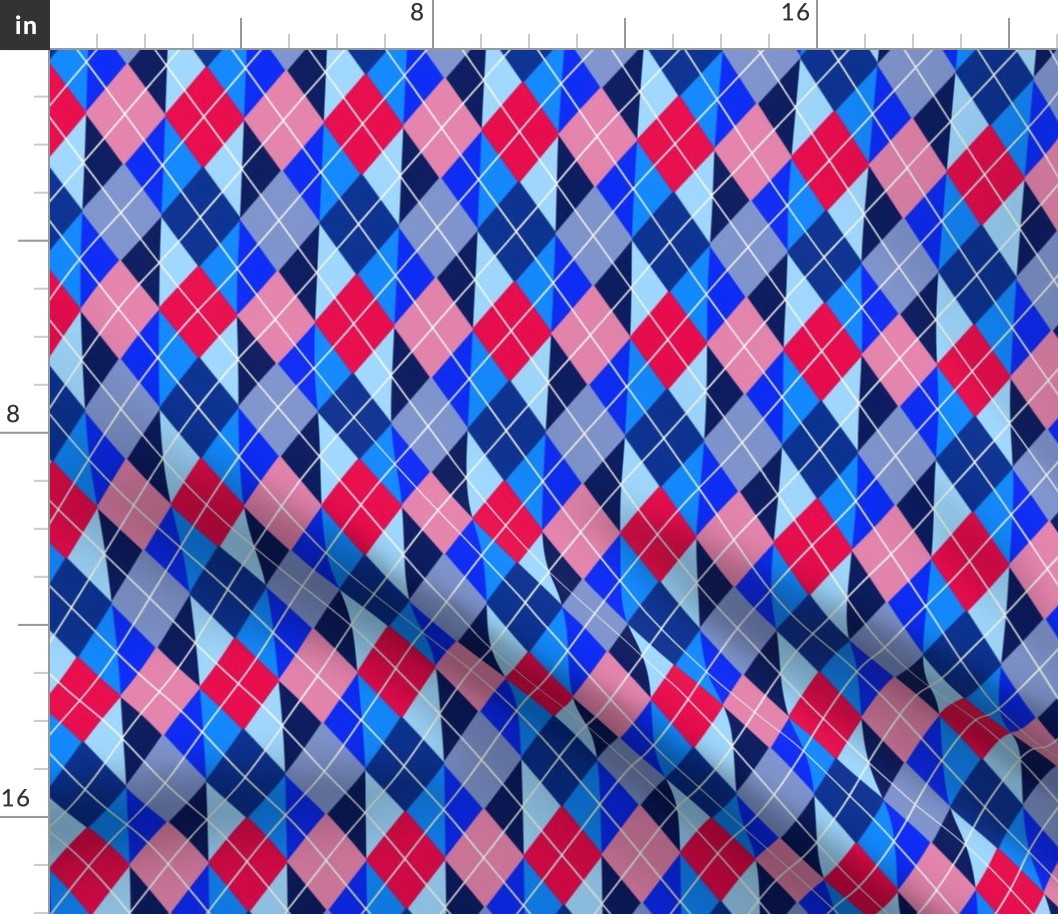 Striped Argyle Plaid in Blue and Pink
