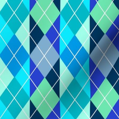 Striped Argyle Plaid in Blue and Turquoise Blue