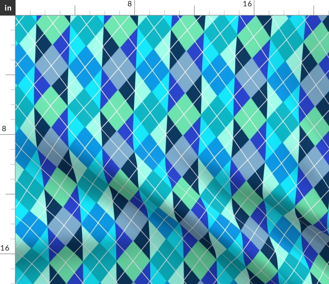 Striped Argyle Plaid in Blue and Turquoise Blue