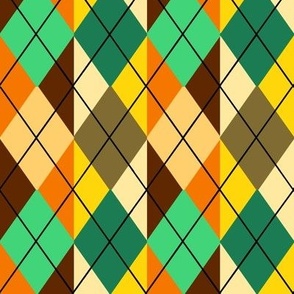 Striped Argyle Plaid in Autumn Browns and Greens