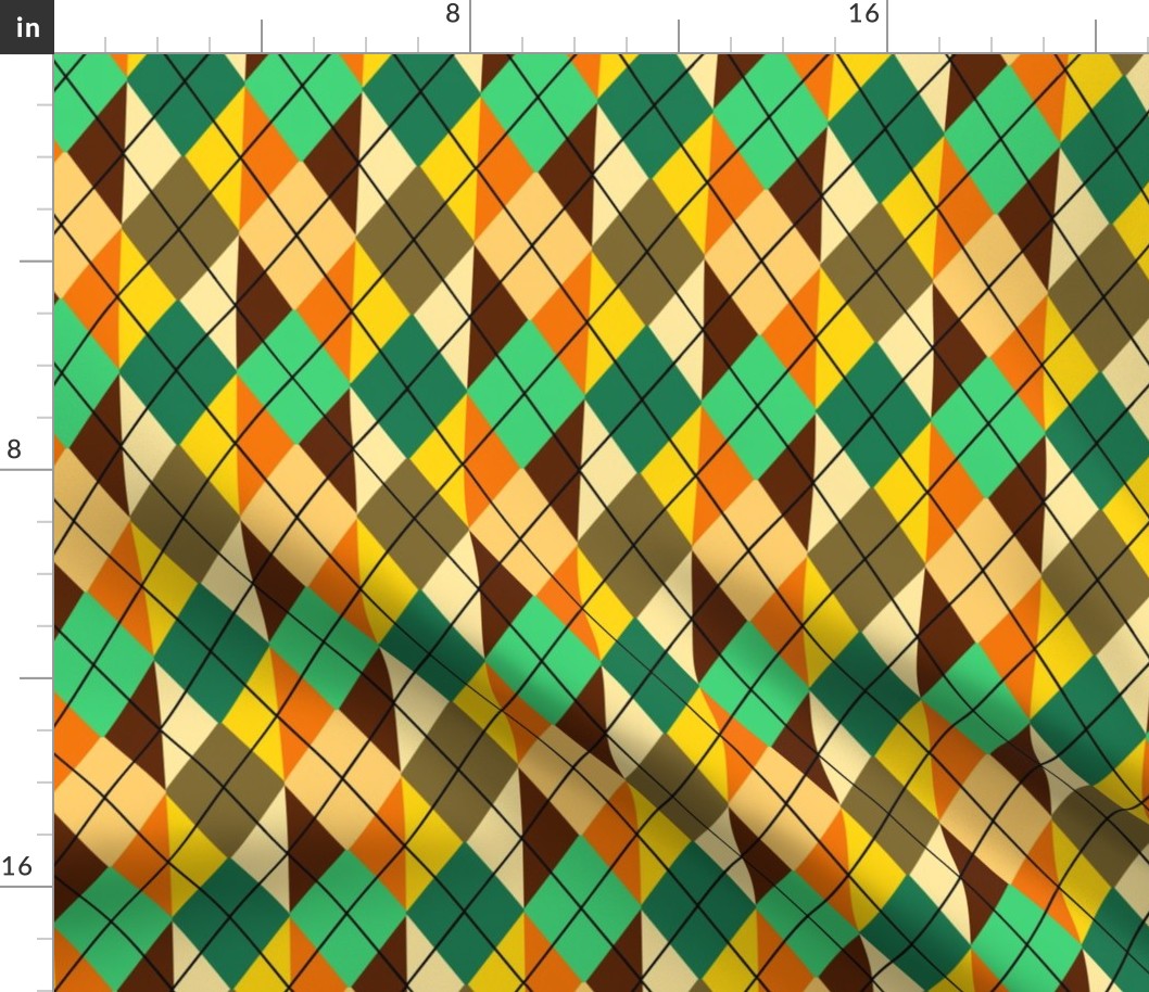 Striped Argyle Plaid in Autumn Browns and Greens
