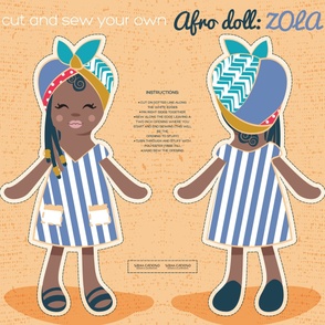 Yard scale 42x36 inches // Cut and sew you own Afro Doll: Zola