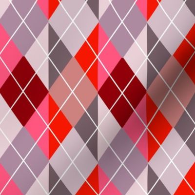 Striped Chevron Argyle Plaid in Pink and Gray