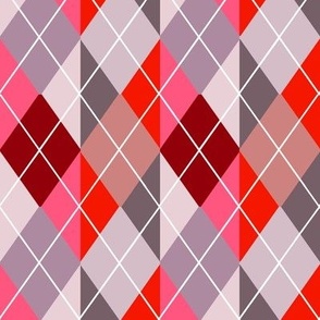 Striped Chevron Argyle Plaid in Pink and Gray