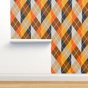 Striped Argyle Plaid Lattice in Autumn Browns and Gray