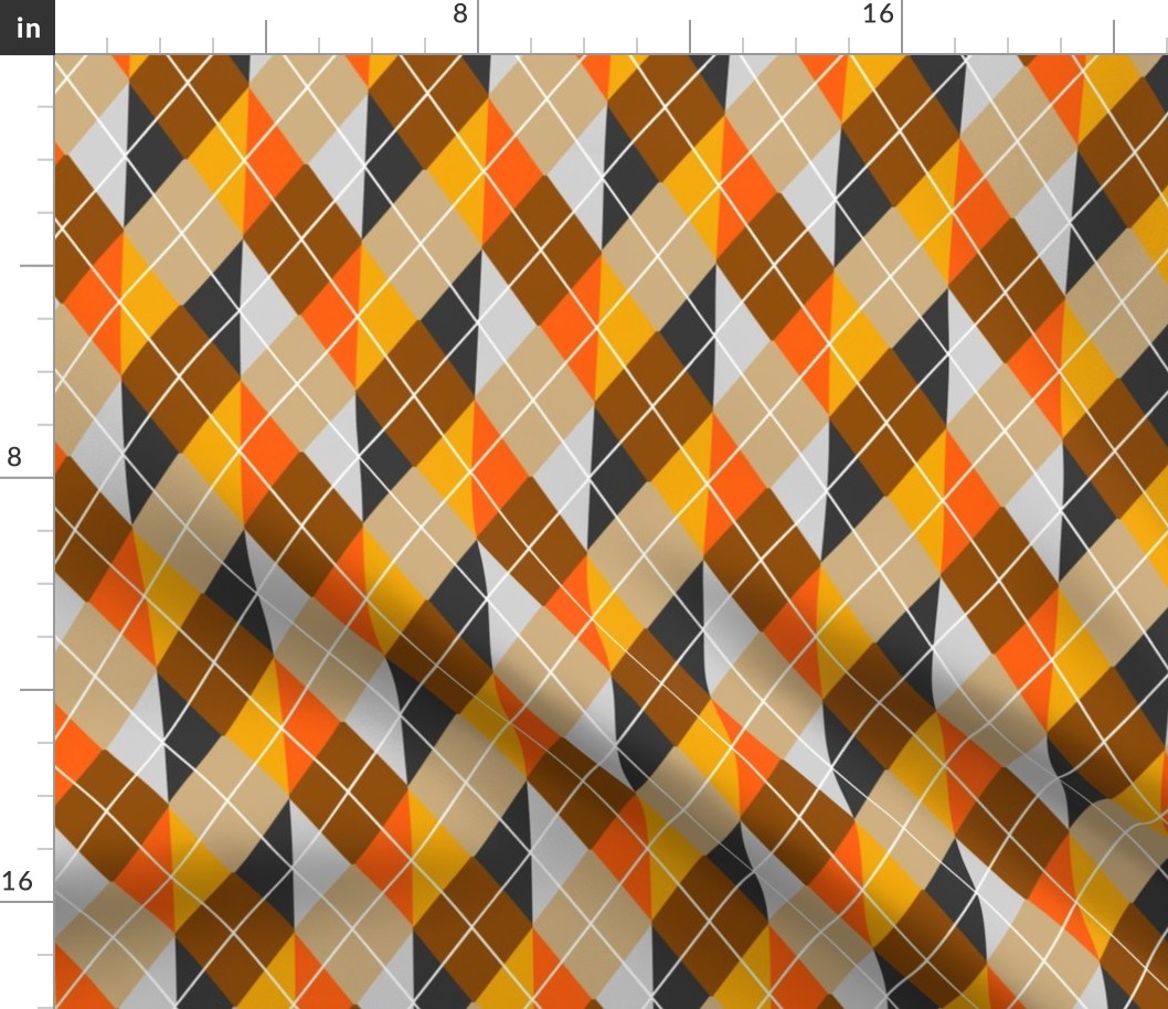 Striped Argyle Plaid Lattice in Autumn Browns and Gray