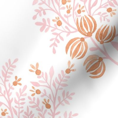 Custom Pink Orange On white EMMA FLORAL TOSS